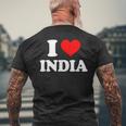 インド I Heart India I Love India メンズTシャツ バックプリント 高齢者への贈り物