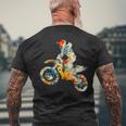エレガントなシルエット フラワーアートピース フローラル モトクロス メンズTシャツ バックプリント 高齢者への贈り物