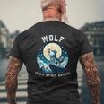 オオカミは私の精神 野生動物ファンのためのアニマル服 メンズTシャツ バックプリント 高齢者への贈り物