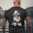 オールドイングリッシュシープドッグ 犬 ペット アートワーク オールドイングリッシュシープドッグ メンズTシャツ バックプリント 高齢者への贈り物