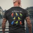 カラフルな8種のインコ コンゴウインコ メンズTシャツ バックプリント 高齢者への贈り物