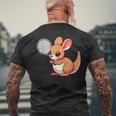 カンガルー かわいい ラケット スポーツ テニス プレイ 動物 キャラクター キュート メンズTシャツ バックプリント 高齢者への贈り物