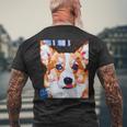 コーギー・ポートレート キュビズム・アート メンズTシャツ バックプリント 高齢者への贈り物