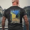 ゴッホ 面白いtシャツ アート 夜のカフェテラス 印象派 絵画 メンズ レディース 面白い 服 美術 油彩画 長袖tシャツ メンズTシャツ バックプリント 高齢者への贈り物