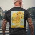 ゴッホのひまわりアートアーティスト向け メンズTシャツ バックプリント 高齢者への贈り物