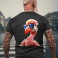 サングラスをかけたフラミンゴ フラミンゴが大好き かわいいフラミンゴ メンズTシャツ バックプリント 高齢者への贈り物