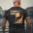 シーシュポス・イズ・ハッピー面白いギリシャ神話ミーム哲学 メンズTシャツ バックプリント 高齢者への贈り物