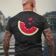 スイカ スライス メロン 夏休み シーズン フルーツ愛好家 メンズTシャツ バックプリント 高齢者への贈り物