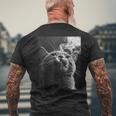 スモーキング 猫 ミーム 大人 ユーモア ノベルティ グラフィック メンズTシャツ バックプリント 高齢者への贈り物