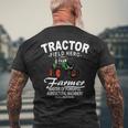 トラクター、トラクター、トラクター、農業 メンズTシャツ バックプリント 高齢者への贈り物