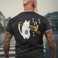 トロンボーン奏者 猫 トロンボーン奏者 音楽好き メンズTシャツ バックプリント 高齢者への贈り物