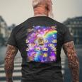 トーストスペース 猫 パンローフキャット レインボーギャラクシー メンズTシャツ バックプリント 高齢者への贈り物