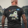 ニューヨーク州地図 観光地 都市 旗 メンズTシャツ バックプリント 高齢者への贈り物