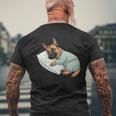 パジャマで寝ているかわいいベルギーのマリノア犬就寝アート 長袖tシャツ メンズTシャツ バックプリント 高齢者への贈り物