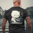 ピアノを弾くかわいい猫 ヴィンテージ かわいい猫 アート 日本アニメ メンズTシャツ バックプリント 高齢者への贈り物
