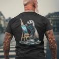 フェレット 自然 絵画 動物 モチーフ アートワーク フェレット メンズTシャツ バックプリント 高齢者への贈り物