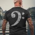 ベースト音記号ヴィンテージグレー ベースシスト低音プレーヤー 長袖tシャツ メンズTシャツ バックプリント 高齢者への贈り物