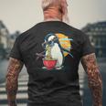 ペンギン食べる ラーメン サングラス アートワーク 和麺 メンズTシャツ バックプリント 高齢者への贈り物