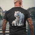 ホワイトタイガー、ネコの動物 メンズTシャツ バックプリント 高齢者への贈り物
