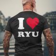 レッドハート I Love Ryu メンズTシャツ バックプリント 高齢者への贈り物
