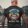 レトロ リスペクト マヌル 猫 ヴィンテージ グランジ マヌル 猫好き メンズTシャツ バックプリント 高齢者への贈り物