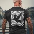 レトロなカラスの美学 日本の旭日旗 黒カラス メンズTシャツ バックプリント 高齢者への贈り物
