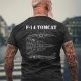 ヴィンテージ ホワイト F14 トムキャット 飛行機 スケマティック F-14 ジェット 長袖tシャツ メンズTシャツ バックプリント 高齢者への贈り物