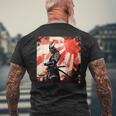 侍 日本のレトロアート 武士道 ヴィンテージ戦士 メンズTシャツ バックプリント 高齢者への贈り物