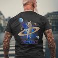 宇宙の土星猫土星ギャラクシー面白い子猫猫の恋人 メンズTシャツ バックプリント 高齢者への贈り物