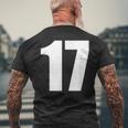 数字 セブンティーン数字 17 プレーンホワイト数字 メンズTシャツ バックプリント 高齢者への贈り物