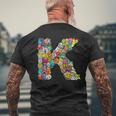 文字k Monsters アルファベットネーム イニシャル キュート モノグラム メンズTシャツ バックプリント 高齢者への贈り物