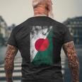 日本とバングラデシュの旗 日本のバングラデシュ メンズTシャツ バックプリント 高齢者への贈り物