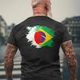 日本とブラジルのdnaヘリテージフラッグ 長袖tシャツ メンズTシャツ バックプリント 高齢者への贈り物