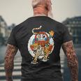 日本のトラ ラッキーだるま人形 日本の伝統 メンズTシャツ バックプリント 高齢者への贈り物