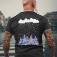 森 雪 新雪 落ちる 冬 ワンダーランド 雪 恋人 メンズTシャツ バックプリント 高齢者への贈り物