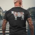 牛肉の部位 面白いtシャツ 焼肉 Bbq 牛 グルメ メンズ おもしろ 面白い 服 オリジナル グッズ ネタ イラスト メンズTシャツ バックプリント 高齢者への贈り物