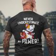 猫に言わせると、Don't Underestimate My Pawer Pun Cat（私の肉球を甘く見ないで）。 メンズTシャツ バックプリント 高齢者への贈り物