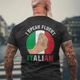 私は流暢なイタリア語を話します、イタリアの手のジェスチャー、私はイタリアが大好きです メンズTシャツ バックプリント 高齢者への贈り物