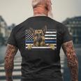 細いブルーライン K9 ジャーマンシェパード 犬 警察官 メンズTシャツ バックプリント 高齢者への贈り物