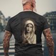 聖母マリア マリア カトリック絵画 長袖tシャツ メンズTシャツ バックプリント 高齢者への贈り物