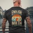 英語は大切だけど数学はもっと大事、数学ダジャレは面白い メンズTシャツ バックプリント 高齢者への贈り物