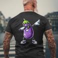 茄子を軽くたたく面白い野菜ギフト ナス付き メンズTシャツ バックプリント 高齢者への贈り物