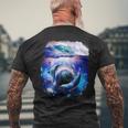 銀河 イルカ 宇宙 地球 海 メンズTシャツ バックプリント 高齢者への贈り物