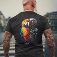 面白いオウムロボット動物愛好家サイボーグオウムロボット Robot Parrot Lover Cyborg Ai メンズTシャツ バックプリント 高齢者への贈り物