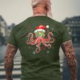 Octopus Glasses Santa Hat Christmas Light Ocean Xmas Men's T-shirt Back Print Gifts for Old Men