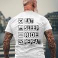 Eatleep Ride Repeat オートバイ バイク モーターサイクリスト 格言 メンズTシャツ バックプリント 高齢者への贈り物