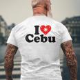 I Love Heart Cebu フィリピン諸島 メンズTシャツ バックプリント 高齢者への贈り物