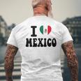 I Love Mexico ハートフラッグ レトロ 旅行 お土産 メンズTシャツ バックプリント 高齢者への贈り物