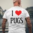 I Love Pugs I Heart Pugs Dog Lover Pet Puppy Dog Pug メンズTシャツ バックプリント 高齢者への贈り物