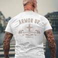 Men Armor Up Christian Workout Gym Camo Jesus Cross Dumbbell Men's Back Print T-Shirt Gifts for Old Men